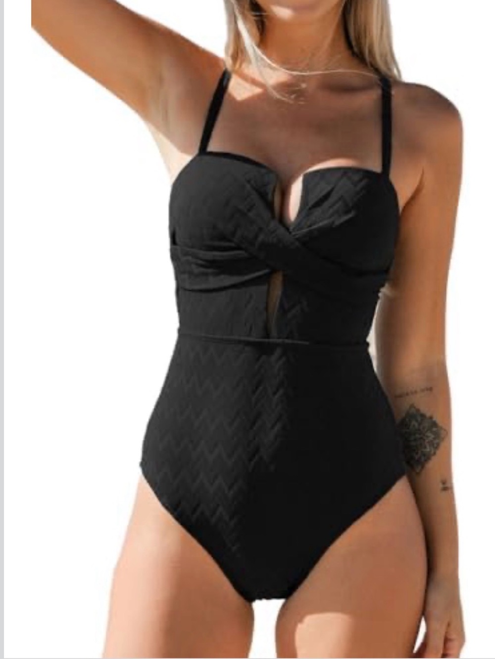 NWT Cupshe Black Twist Front One-Piece Swimsuit